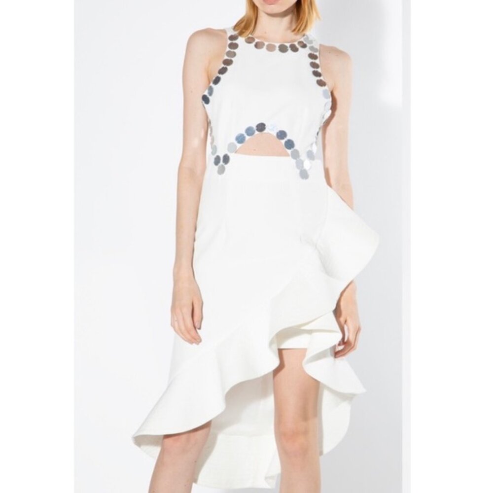 BEULAH White Mermaid Dress Mirrored Sequins Size Small NWT